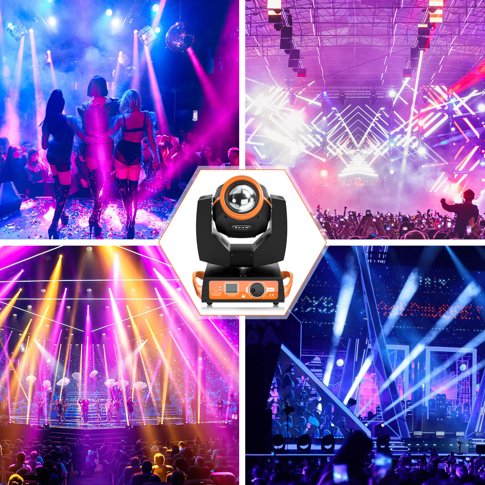 230W 7R Zoom LED Moving Head Light DJ Party Disco Stage Lighting 16+8 Prism DMX