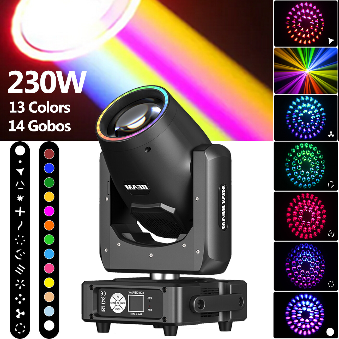 350W 48Prism LED Stage Lighting Gobo Moving Head DJ Disco Party DMX Beam Light