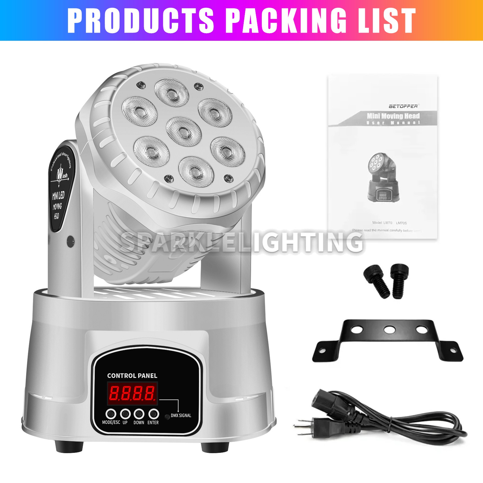 PAIDUN 7x15W RGBW Moving Head Wash Beam Light 7 LED Disco Party Show DJ Lighting