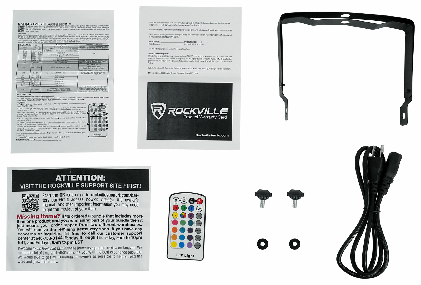 Rockville BATTERY PAR 6RF Rechargeable RGBWA+UV Wireless DMX LED Light+RF Remote