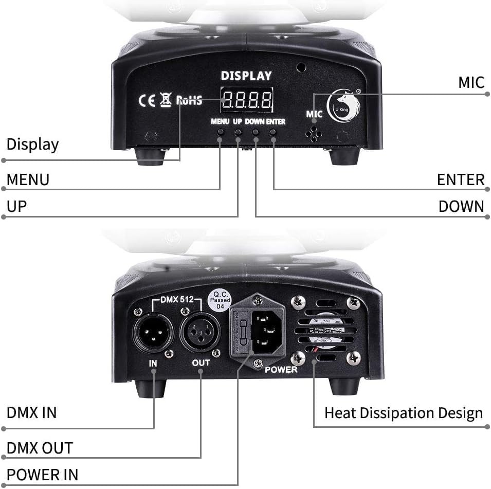 2PCS 60W LED Moving Head Light Stage Lights W/ Remote Control 8 GOBO 8 Colors