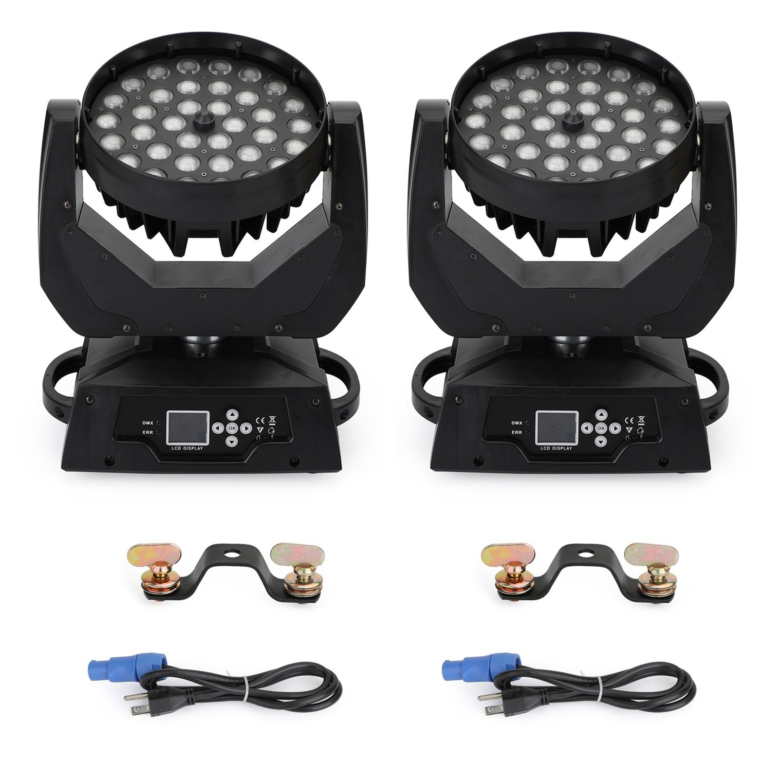 🙌2Pcs 36 x 10W RGBW 4in1 LED Zoom Moving Head 360W Wash Stage Light DMX 15CH