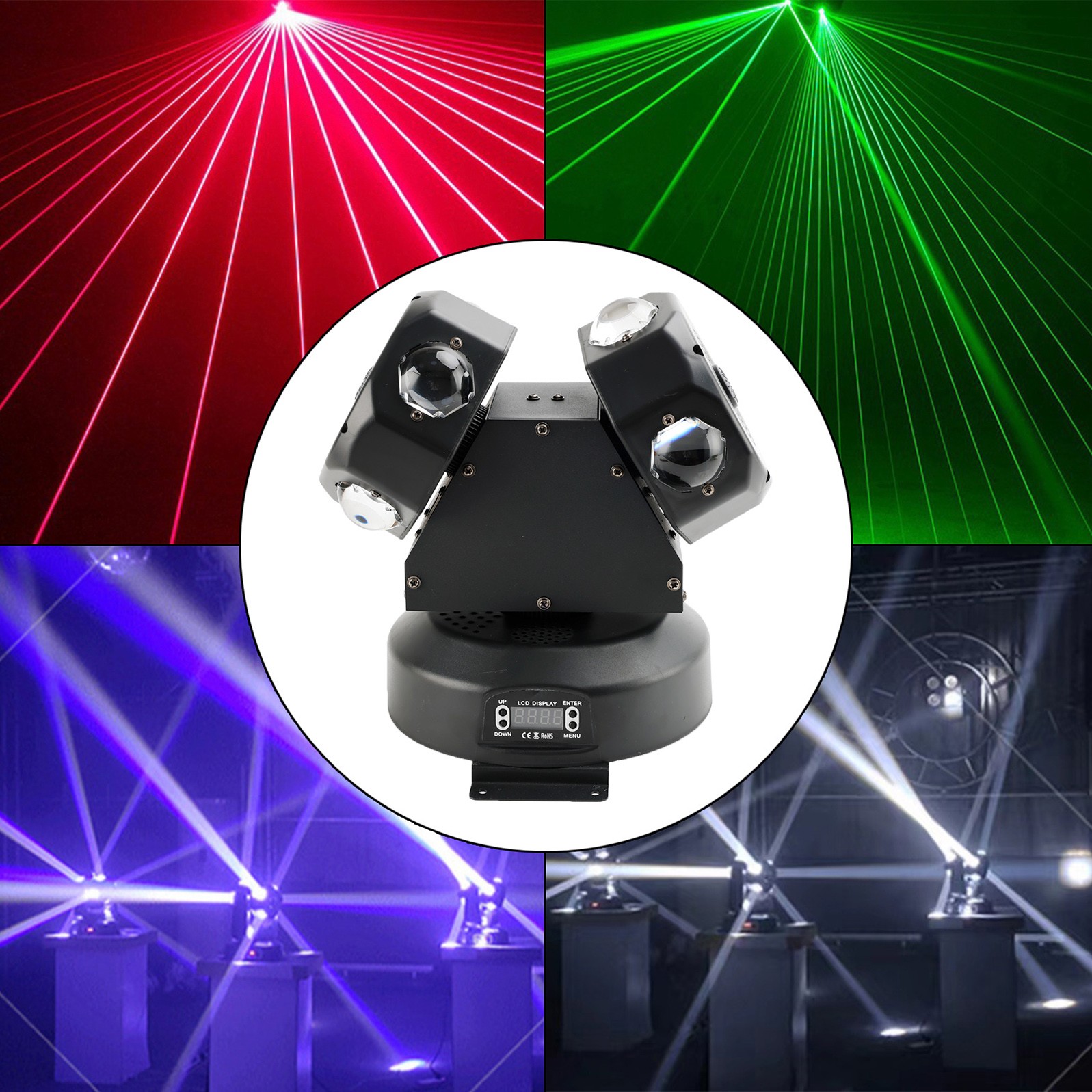 120W Moving Head Light 8 LED Rotating Beam Light RGBW Stage Light DJ Lighting #