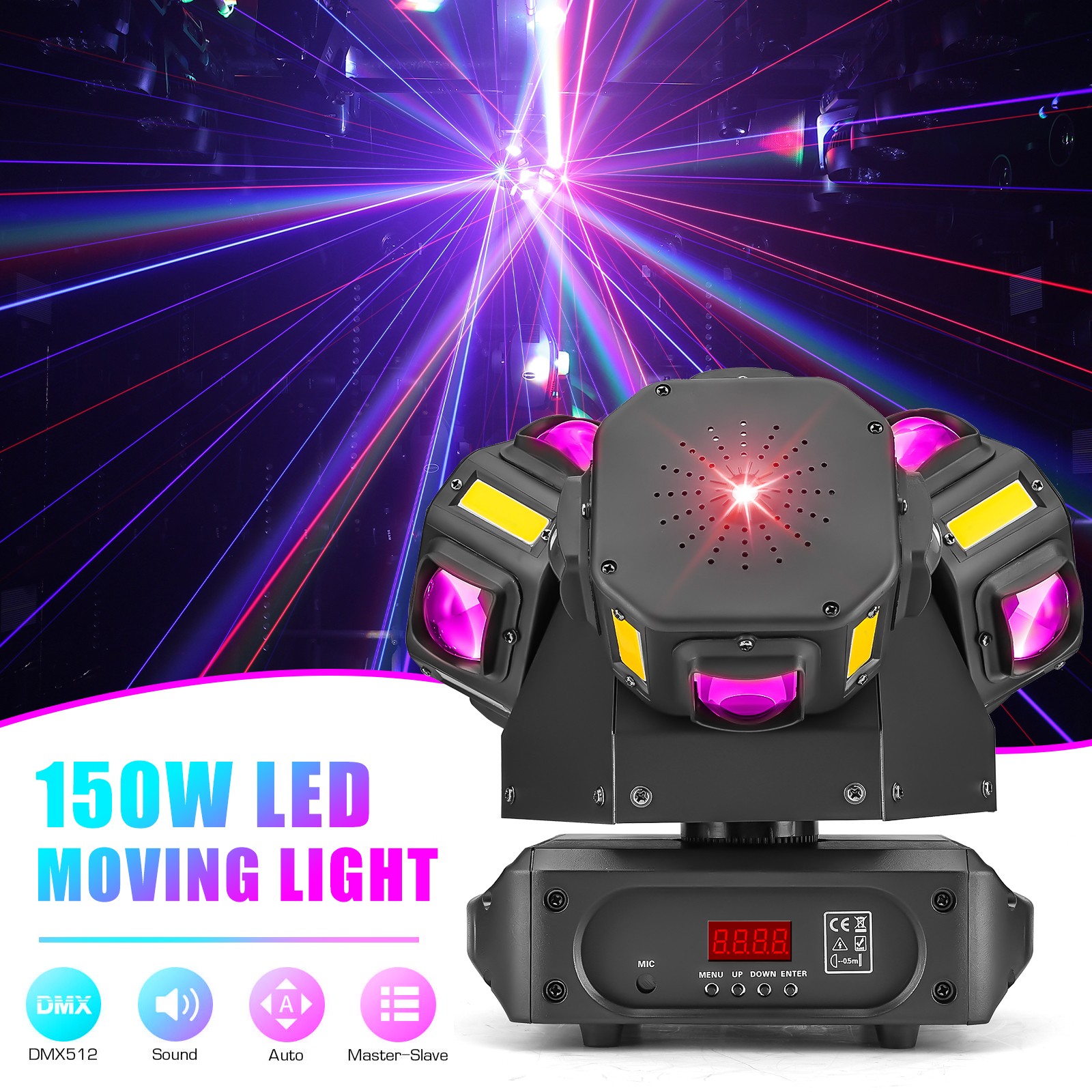 3 Head RGB Laser Moving Head Light Rotating Beam Stage Lighting DMX Strobe KTV