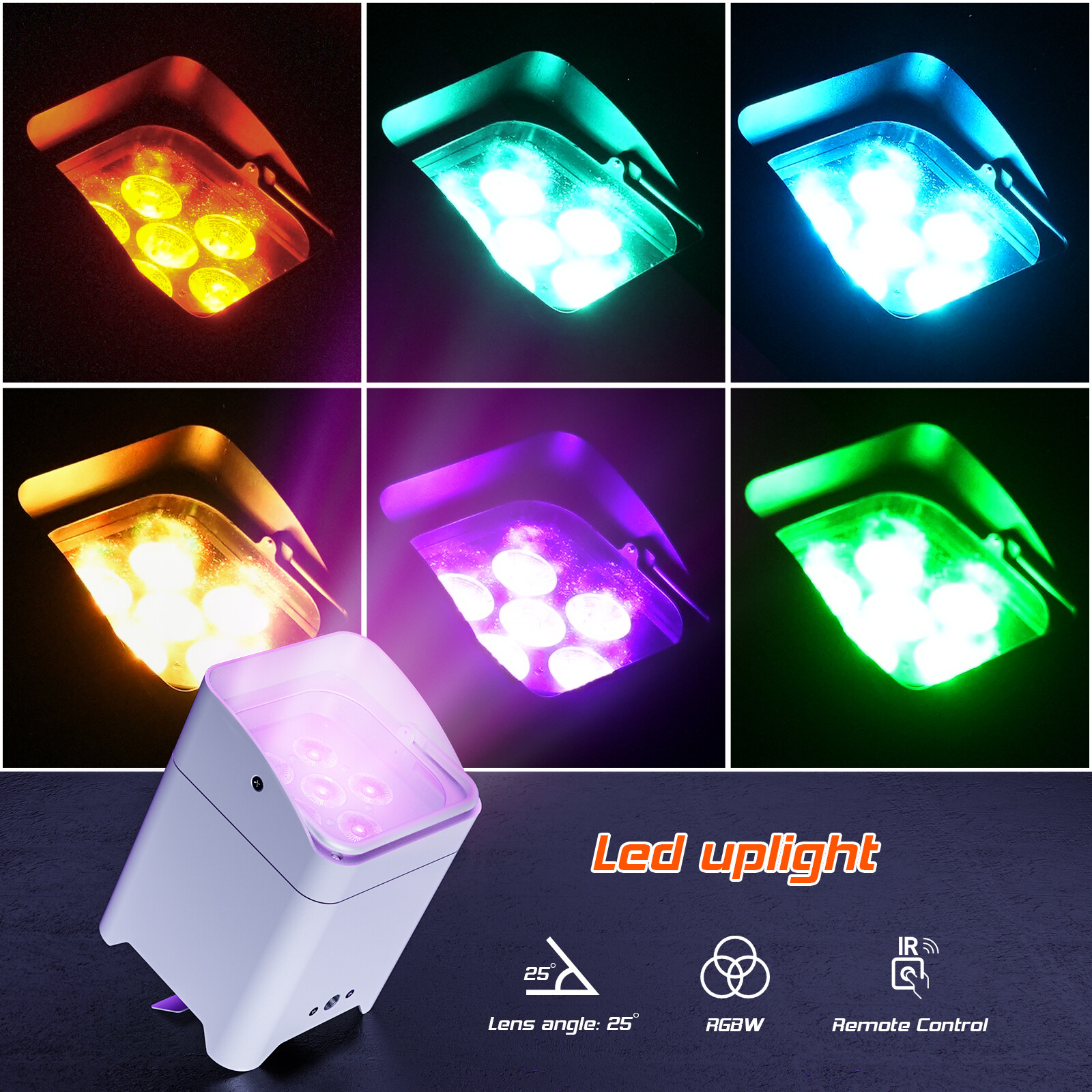 4PCS 6x18W RGBWA+UV Battery Powered WIRELESS DMX Par Can Lights DJ Uplighting