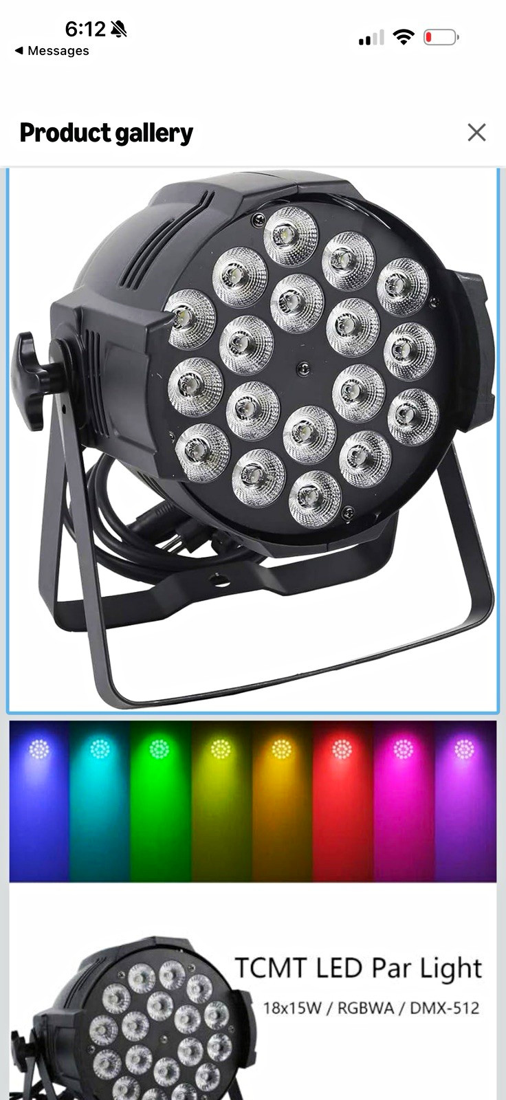 TCMT LED PAR Light 18x15W RGBWA Color Mixing DMX-512 PAR Fixture Bracket