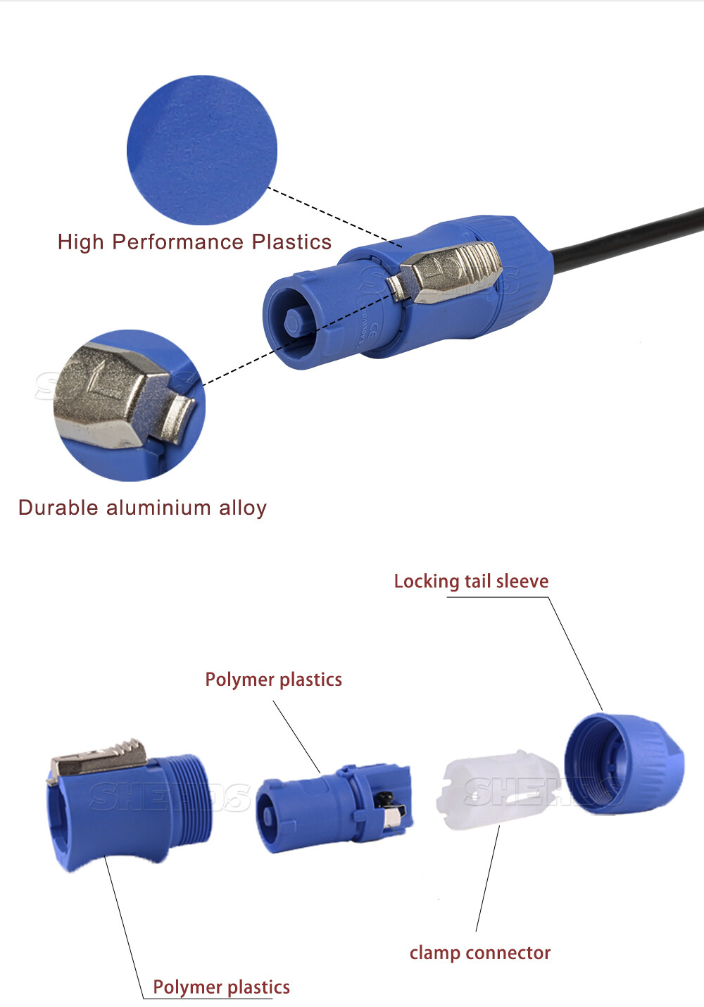 SHEHDS 1M Hand in hand Power Cord Plug Cables For Stage Lighting Equipment