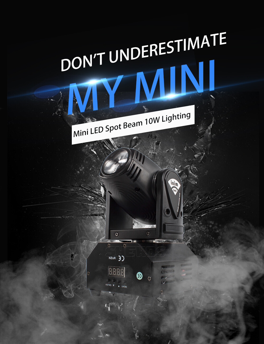 SHEHDS Mini LED 10W Spot Beam Moving Head Lighting 4in1 RGBW For DJ Party Stage