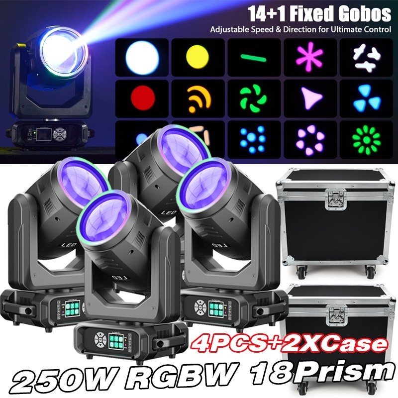 250W Rotation 18Prism LED Stage Lighting Gobo Moving Head Disco DMX Beam Light