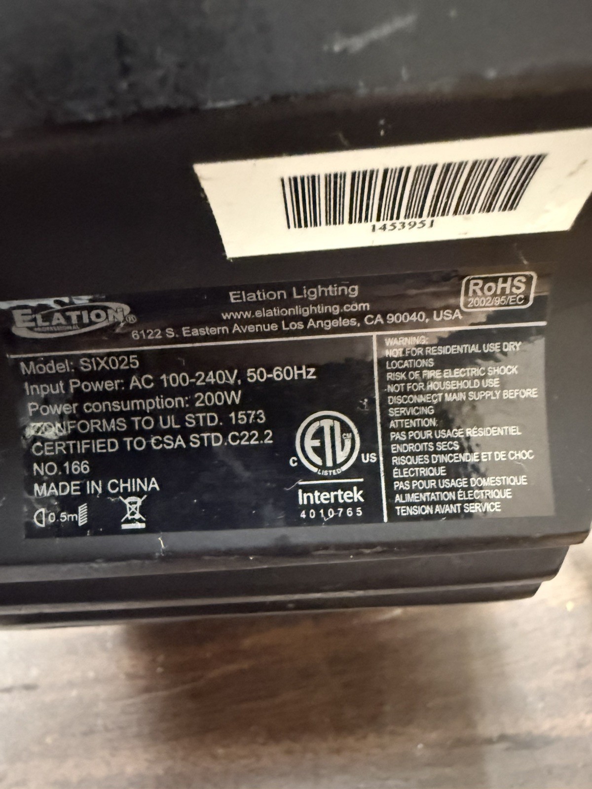 (1) Elation SIXPAR 300 IP LED PAR LIGHT RGBAW+UV Multiple Units Available