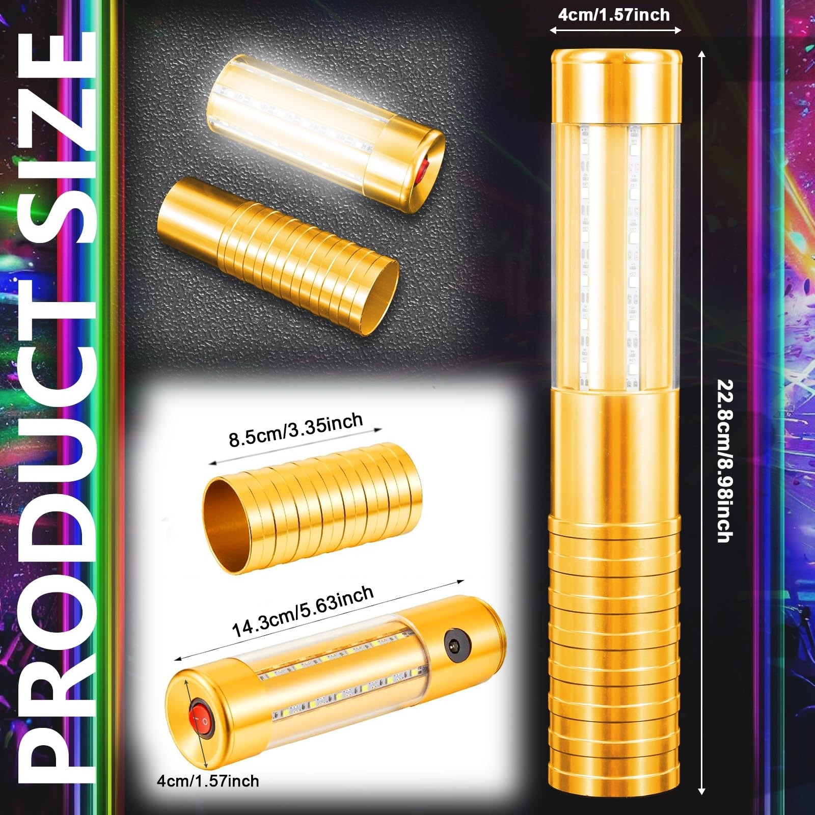 VYAOMLI 2 PCS LED Strobe Baton Lights Bottle Service Rechargeable