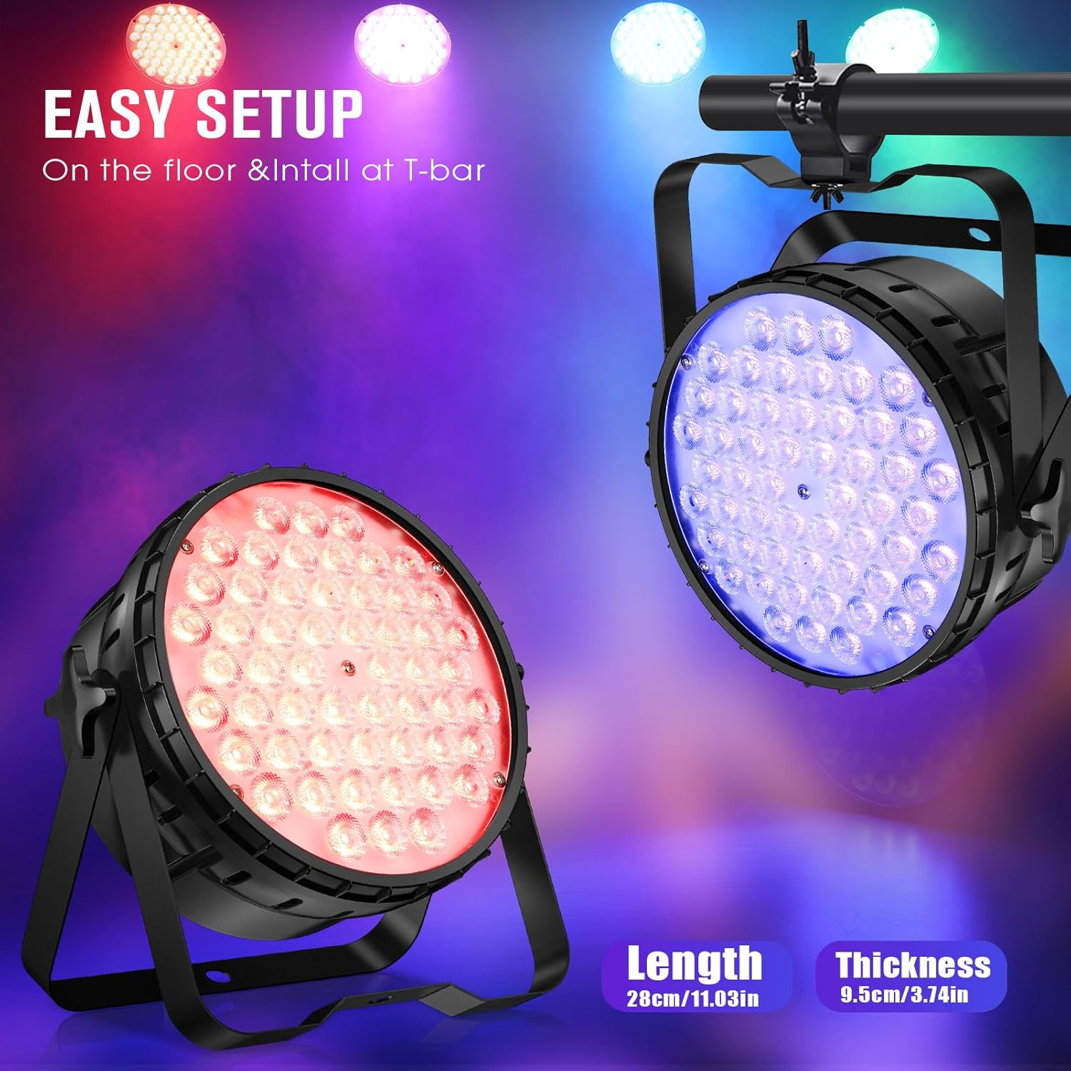 54 * 4W High CRI Par Light, CRI/RA 90 RGBW 4 in 1 Ultra-Bright LED Stage Lights,