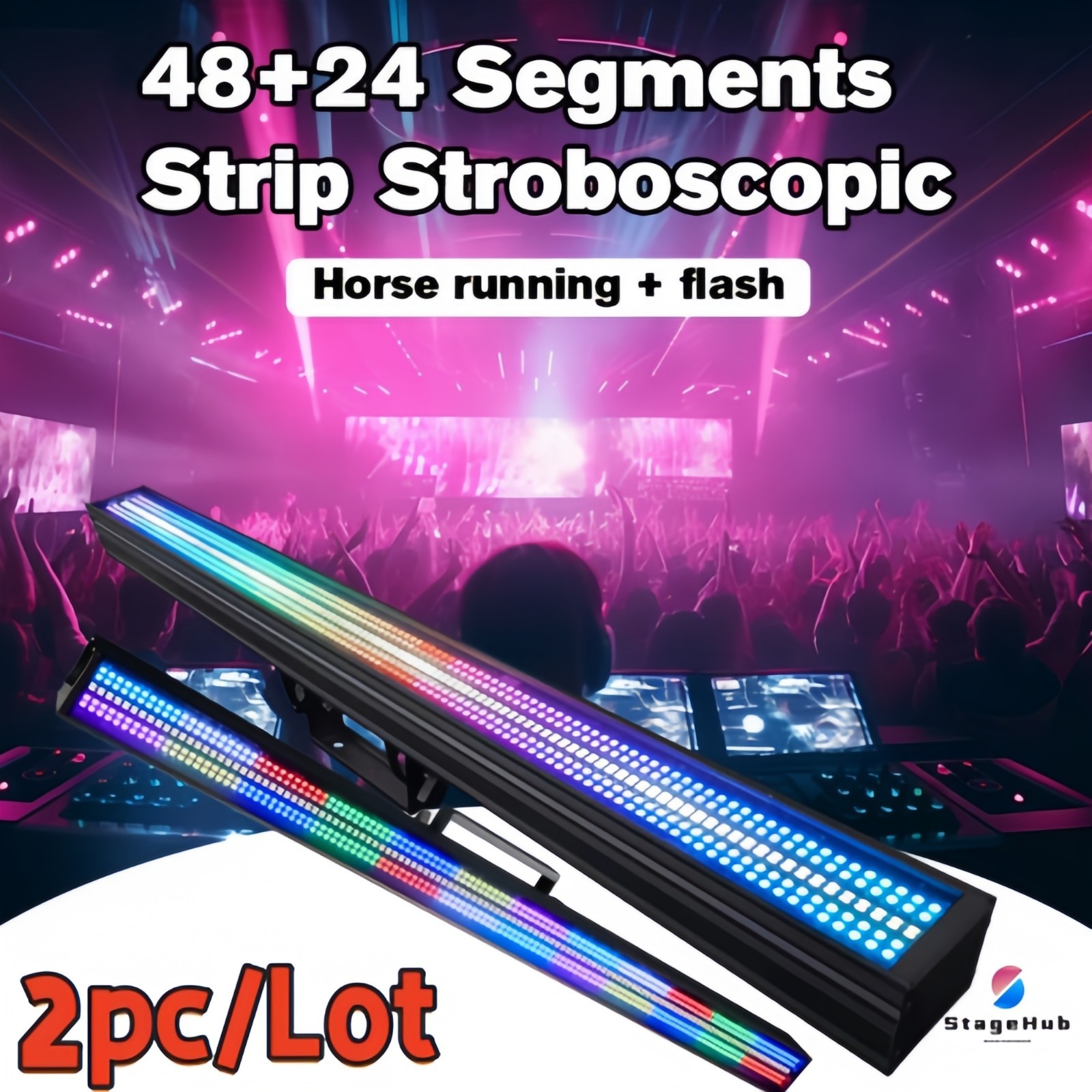2PC/720 LED RGB Stage Wall Wash Light DMX DJ Disco Party Pixel Strobe Bar Lights