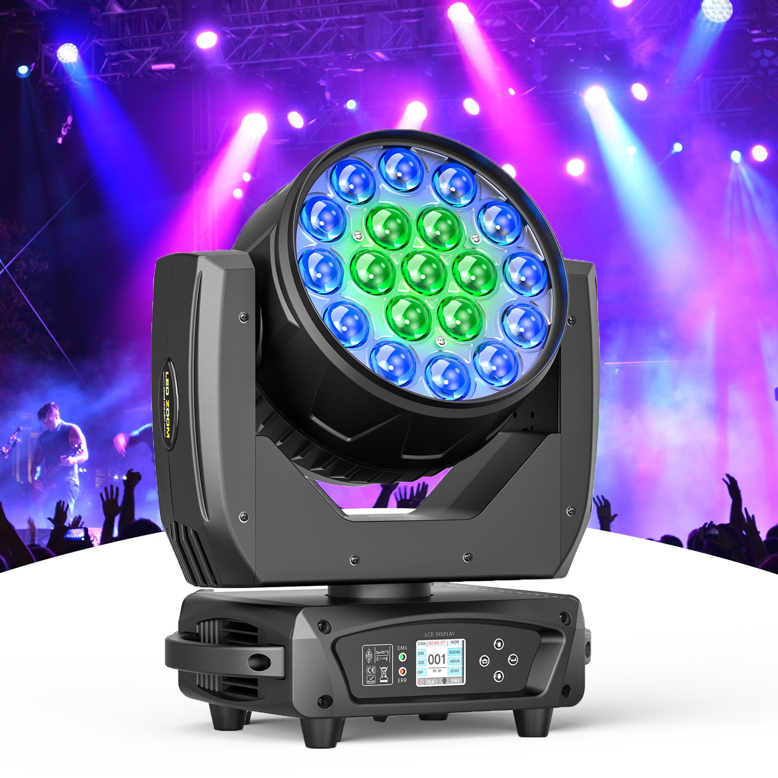 380W LED RGBW Moving Head Light Zoom Wash Beam Stage Spot Light DJ Disco DMX512