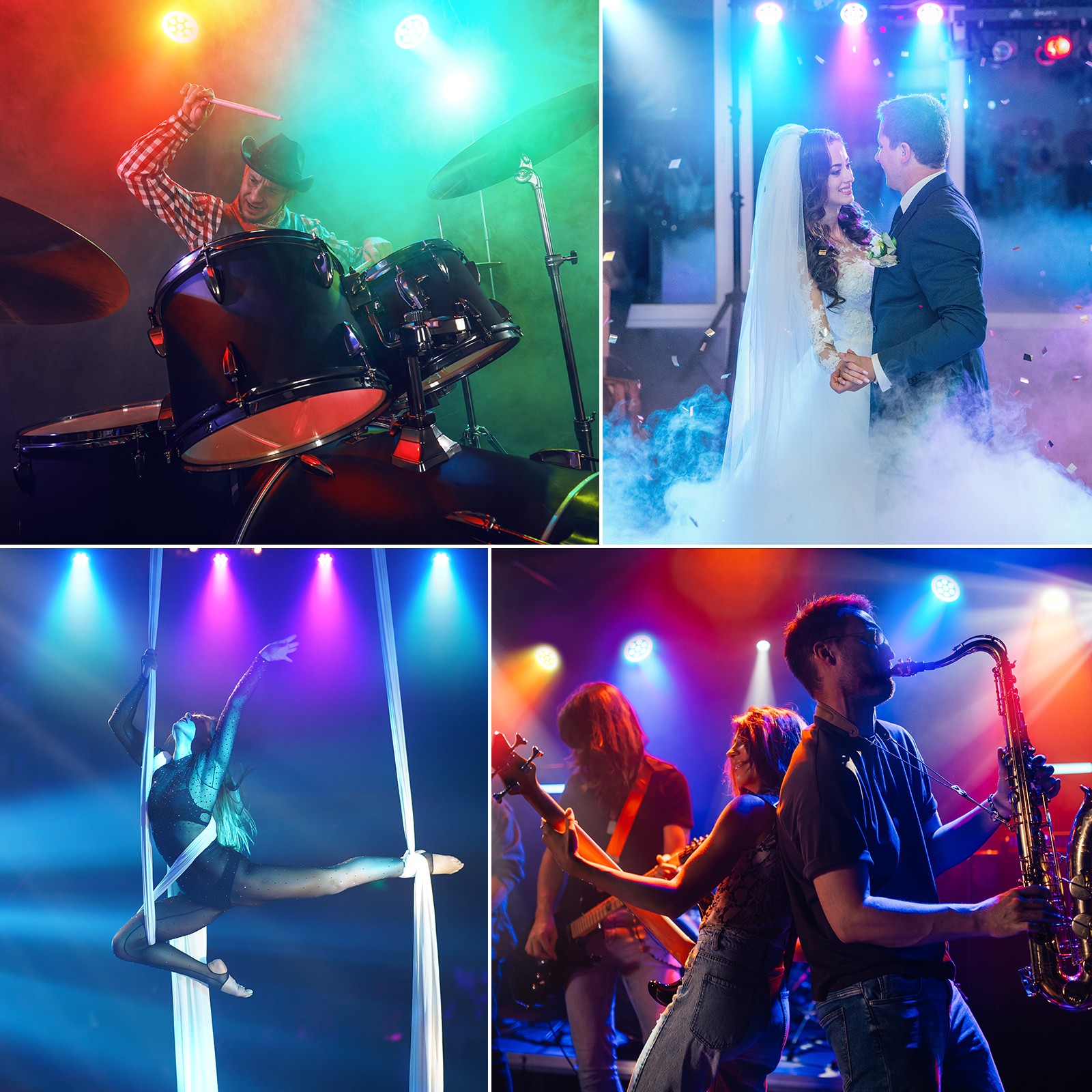 Wireless RGB LED Par Light Master Slave Sound Activated DMX512 For Stage Event
