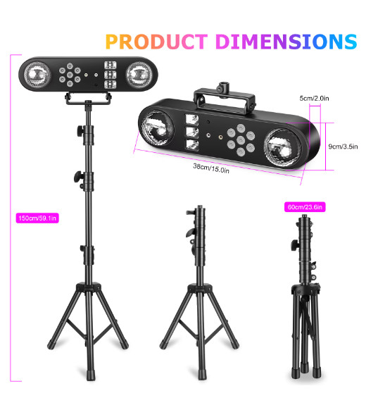 U’King Mini 5IN1 Bracket Effect Light Remote Control Mobile Stage Light Sound