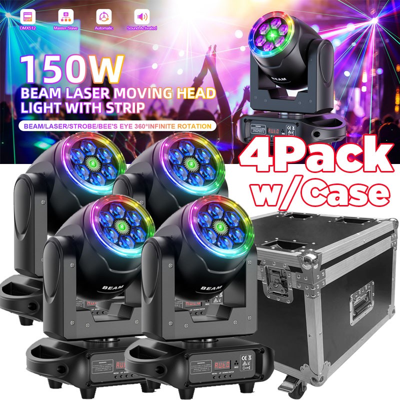 150W Bee Eye Laser 6LEDs Moving Head Stage Light RGBW DMX Beam DJ Disco Bar Lamp