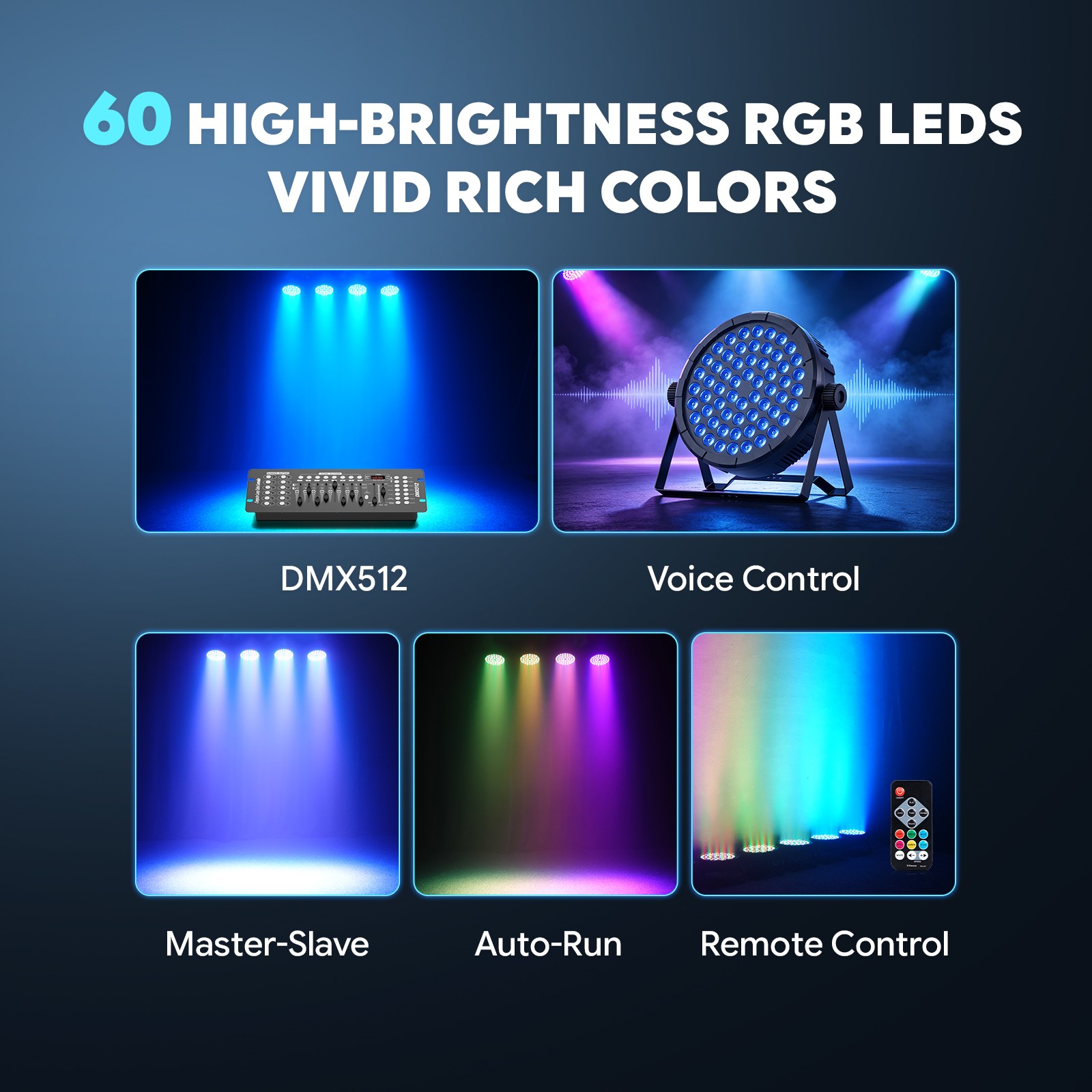 10x 180W Rechargeable Par Light RGB Battery Powered Wireless 60LED DJ Uplights