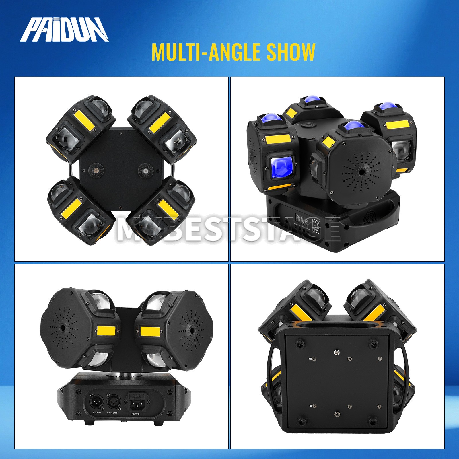 PAIDUN 200W 4Head Rotation Beam Moving Head Laser Light Strobe Disco Show KTV DJ