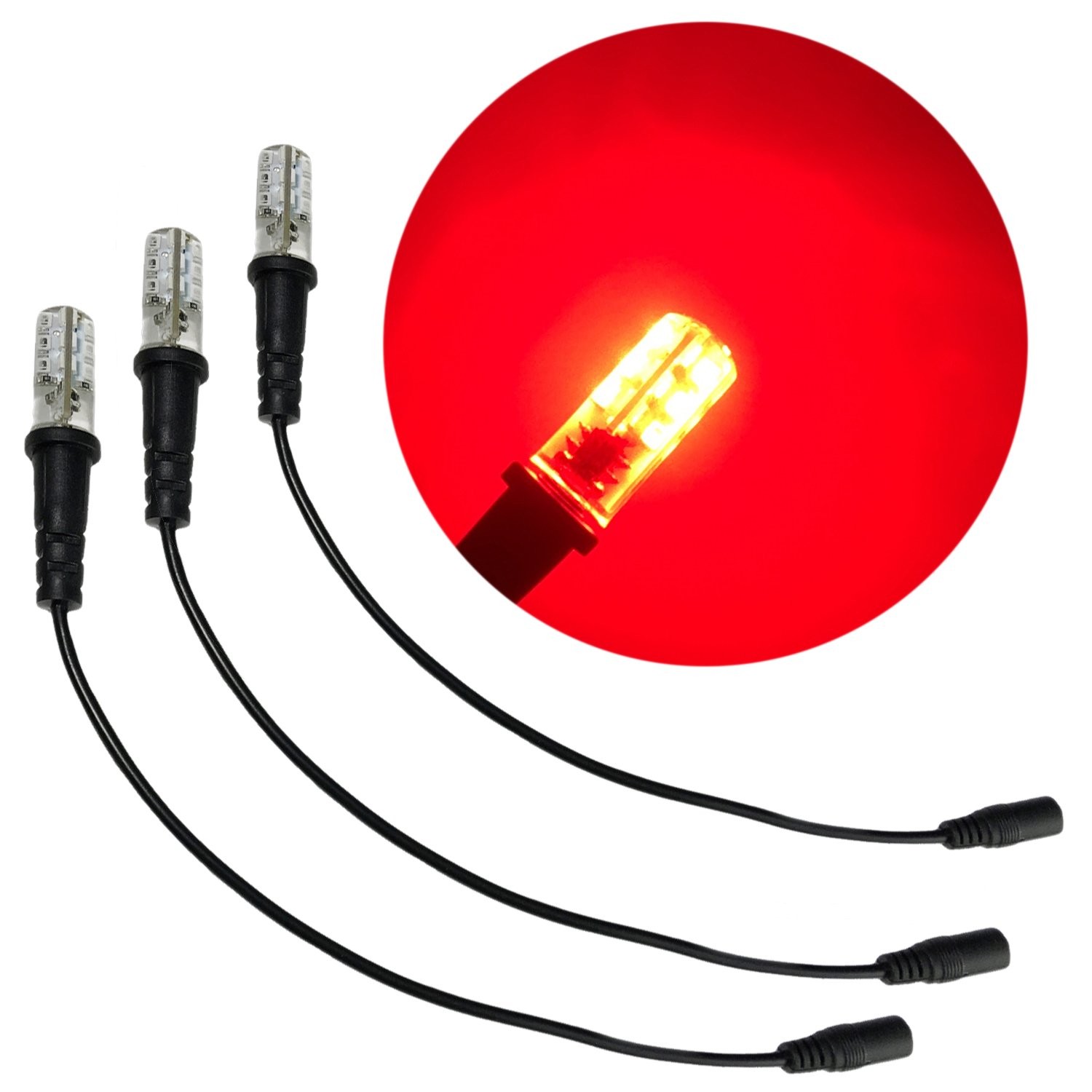 3 pack fire red special effects led 12 volts dc with foam wood mounting cable…