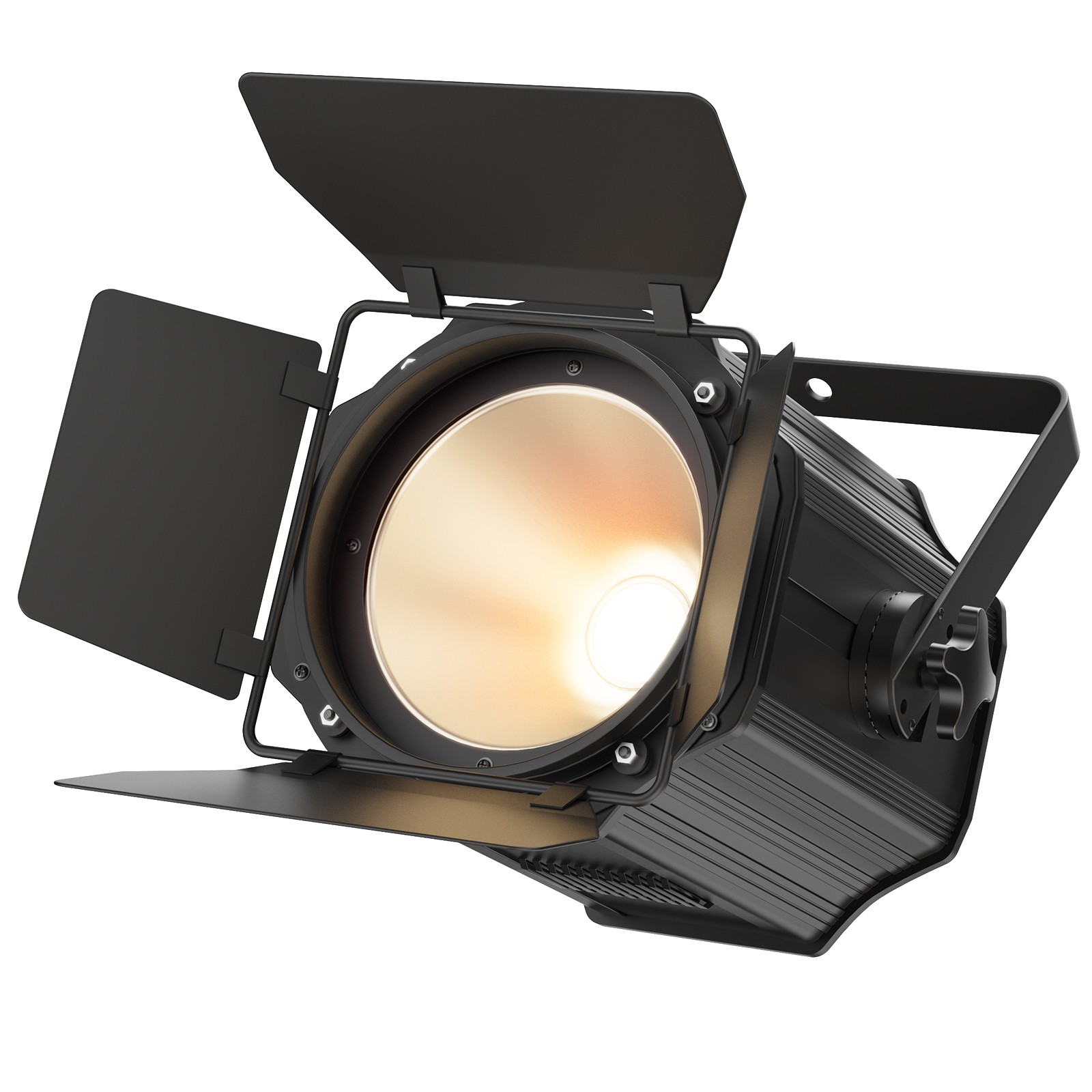 200W COB Par Light Warm & Cold White Spotlights with Barn Door DJ Stage Lighting