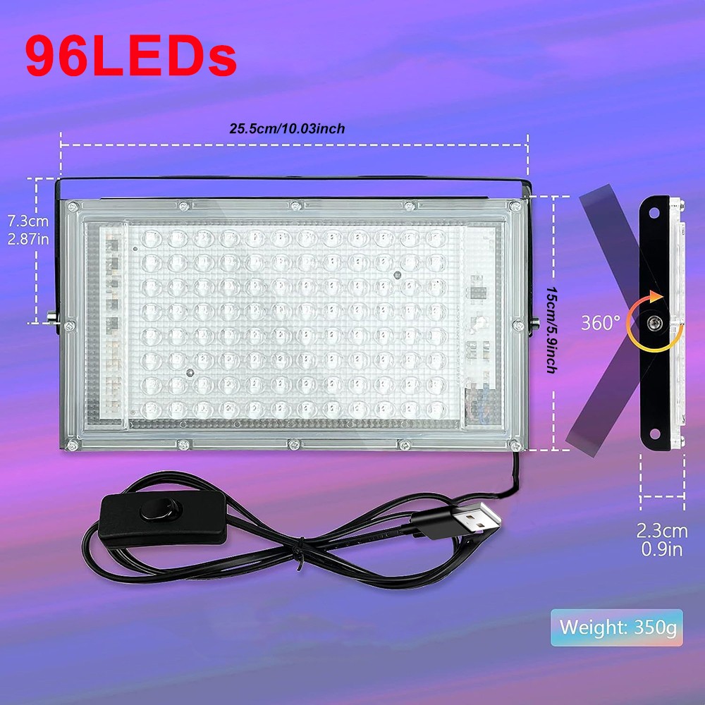 100W UV Black Light Bar LED Floodlight Stage Blacklight Party DJ Club Christmas