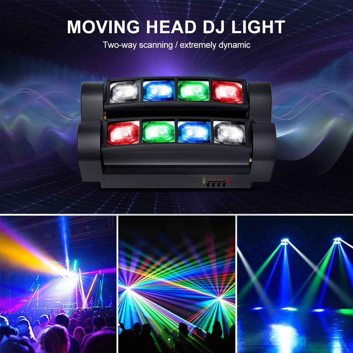 180W 8 LED Spider Moving Head Beam Stage Lighting RGBW DMX Disco Party DJ Lights