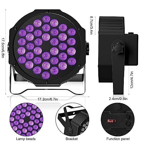 72W UV LED Black Light 36 LED Stage Light Remote Control Glow Party