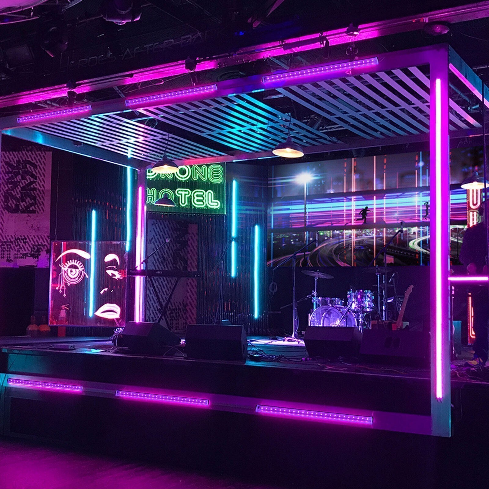 2Pcs 48LED UV Black Light Bar Fixtures Ultraviolet Lamp Strip US Plug Party Club