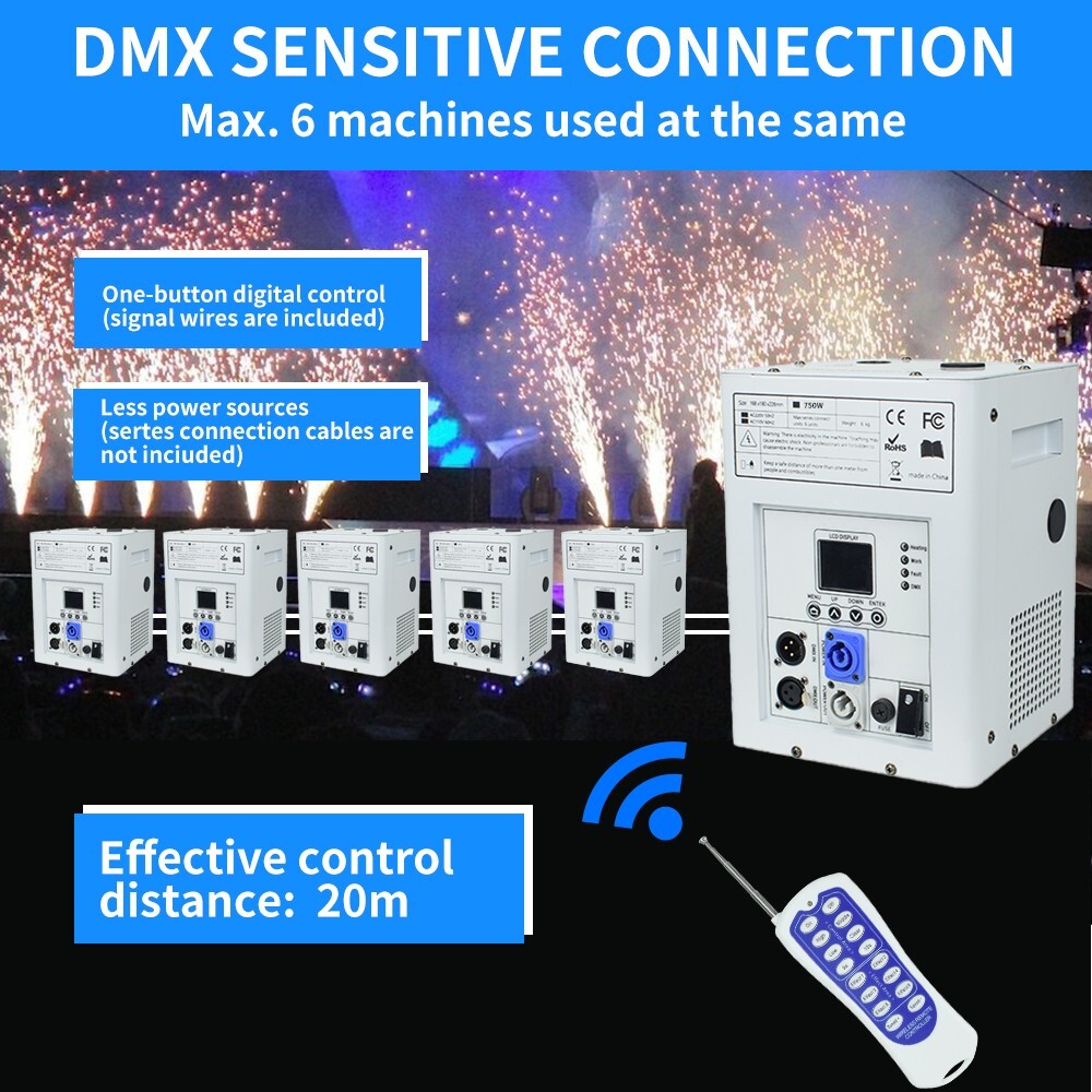 2PCS 750W Cold Spark Machine Wedding DJ Party Stage Effect Firework Machine