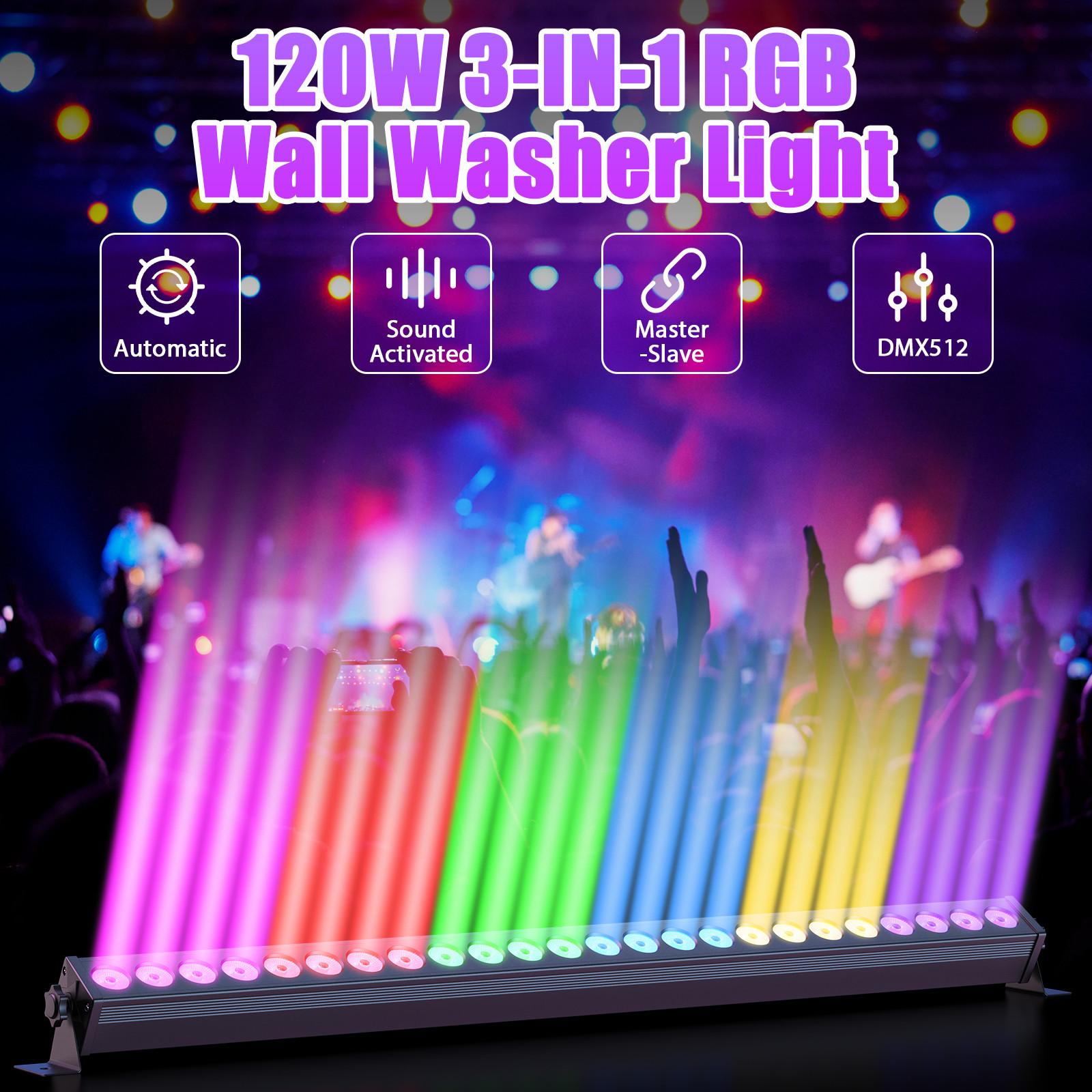 RGB Flood Light 3IN1 24LED Wall Wash Light DMX Stage DJ Bar Light Outdoor Party