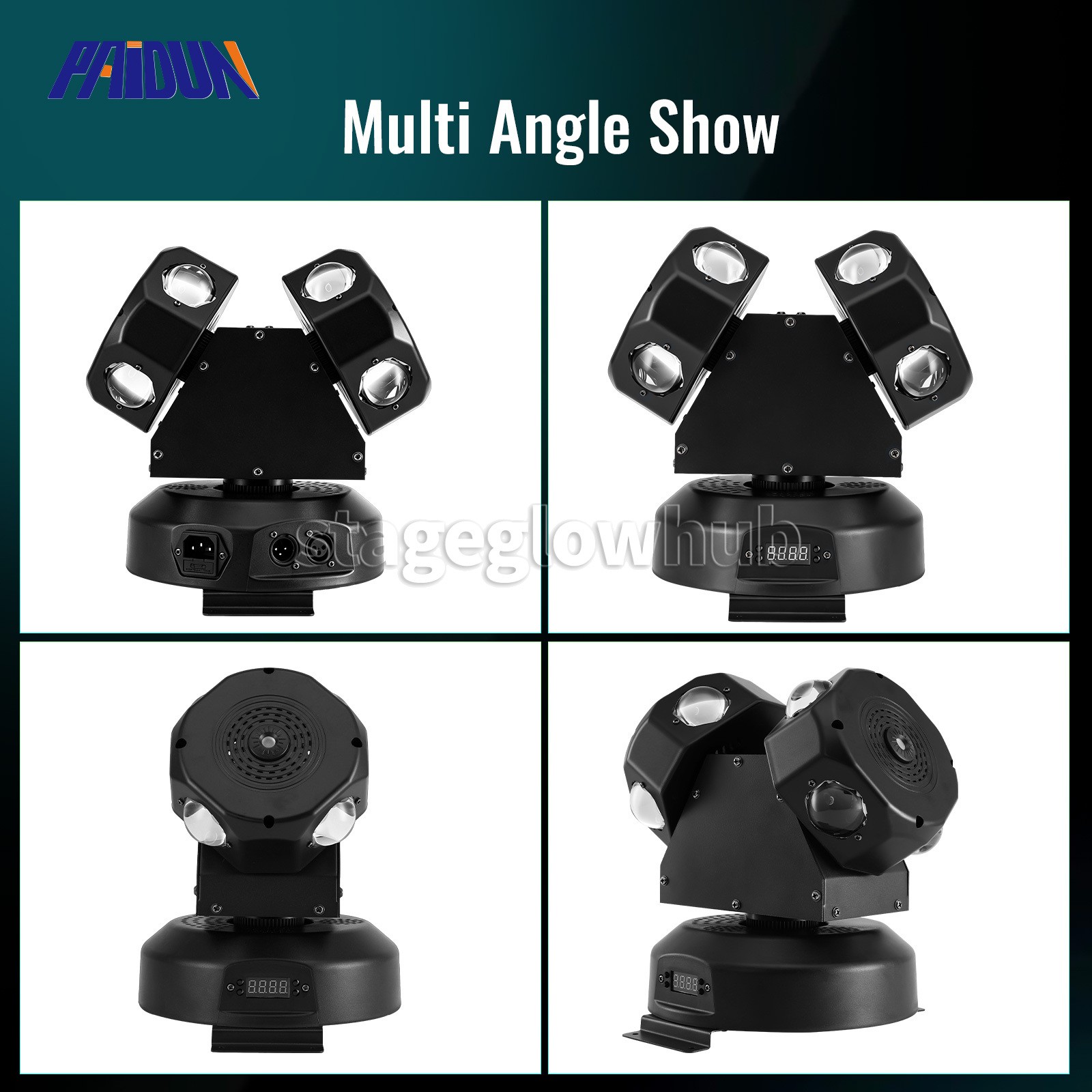 PAIDUN 120W 2Heads RGBW LED Moving Head Light Laser+Beam Disco Bar KTV DJ DMX512