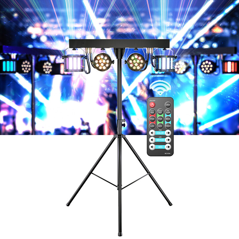 4PCS DJ Lights with Stand RGBW Stage Lighting System Party Wedding Light Set USA