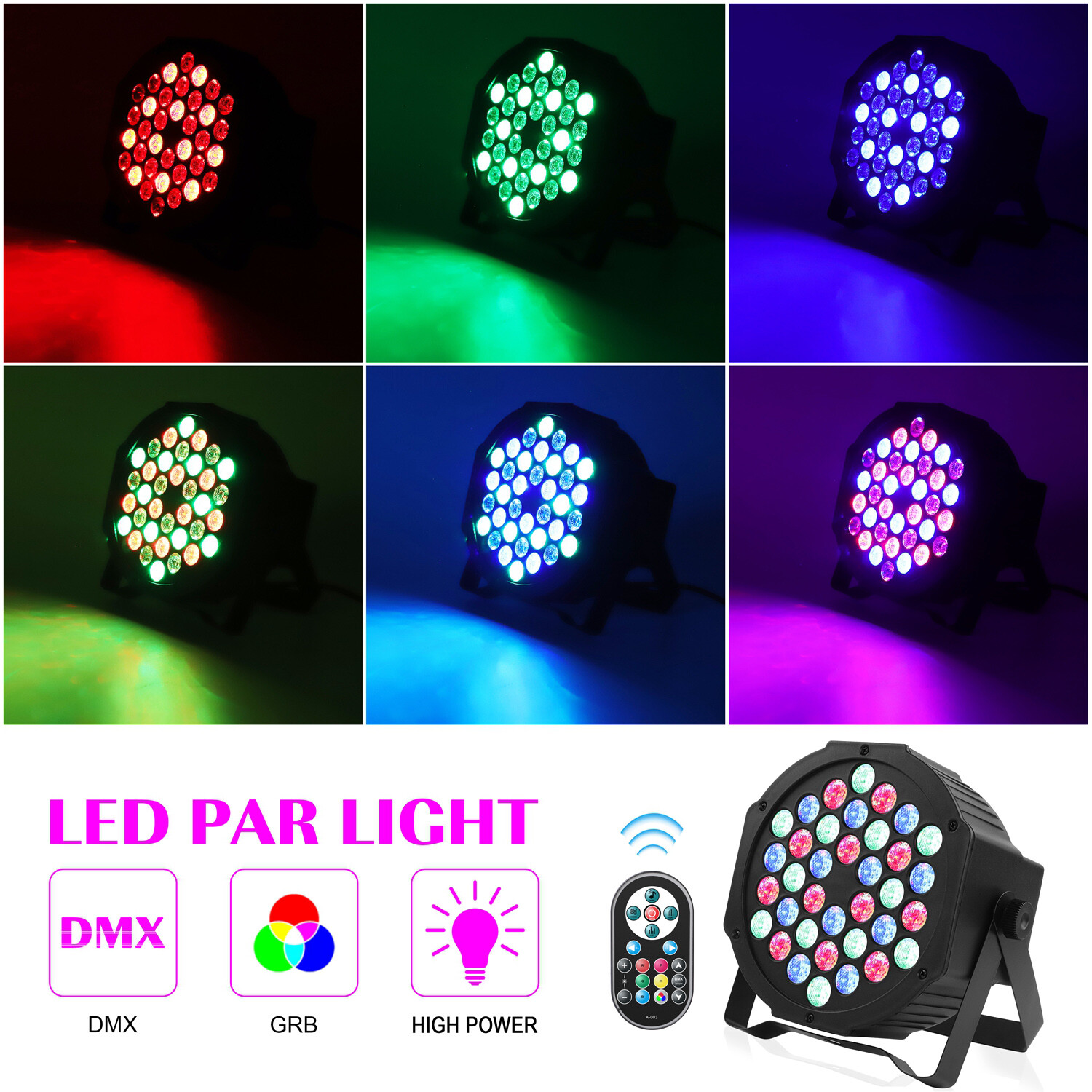 10PCS RGB 36LED Stage Lighting PAR Light DMX Beam Party DJ Disco Lights Remote