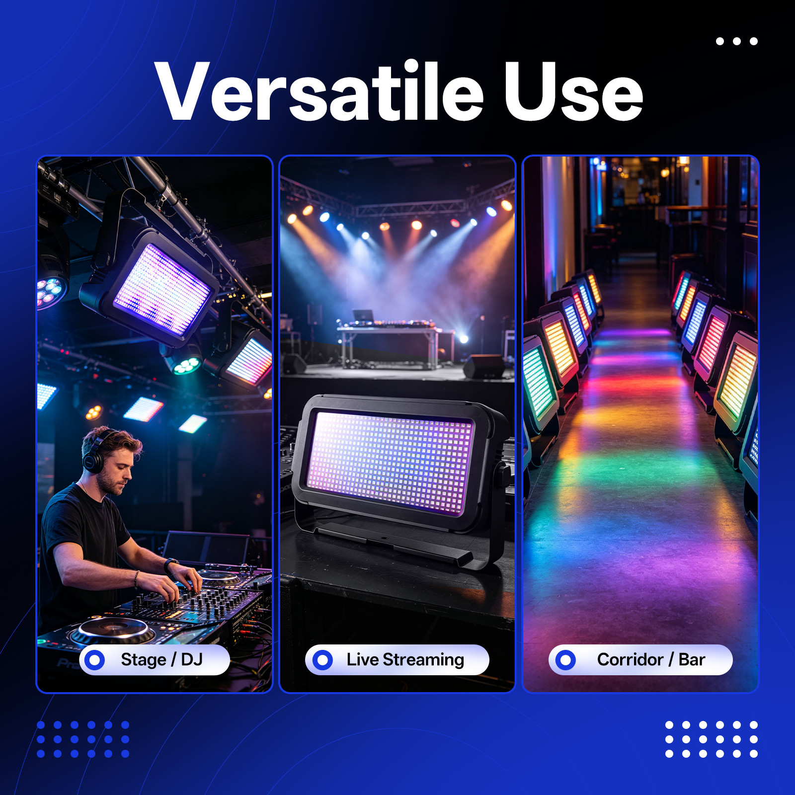 150W RGB LED Wall Wash Light Strobe Stage Light 640 LEDs 32 Effects DMX512 Sound