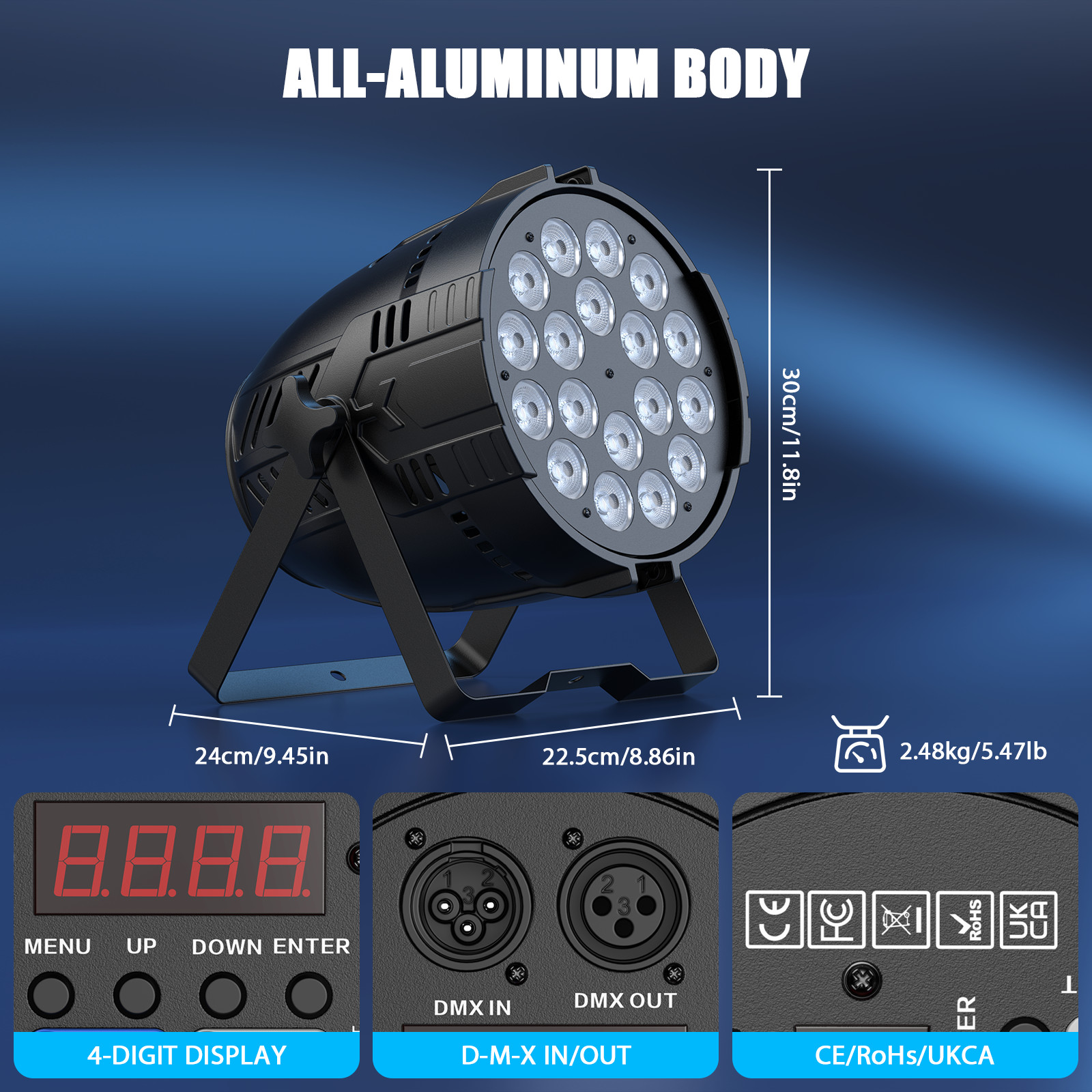 18LED RGBWAL 6-in-1 Wash Par Can Light Storbe Stage DJ Disco Party Lights Xmas