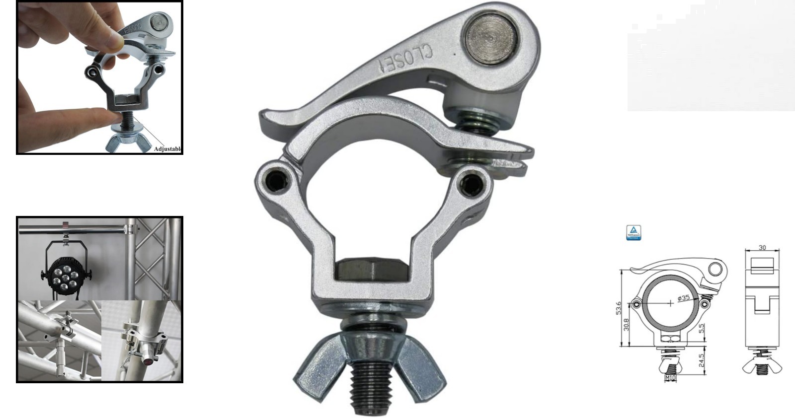 Durable Aluminum Alloy Lighting Clamps – Quick Release for 1.26-1.38″ Pipes