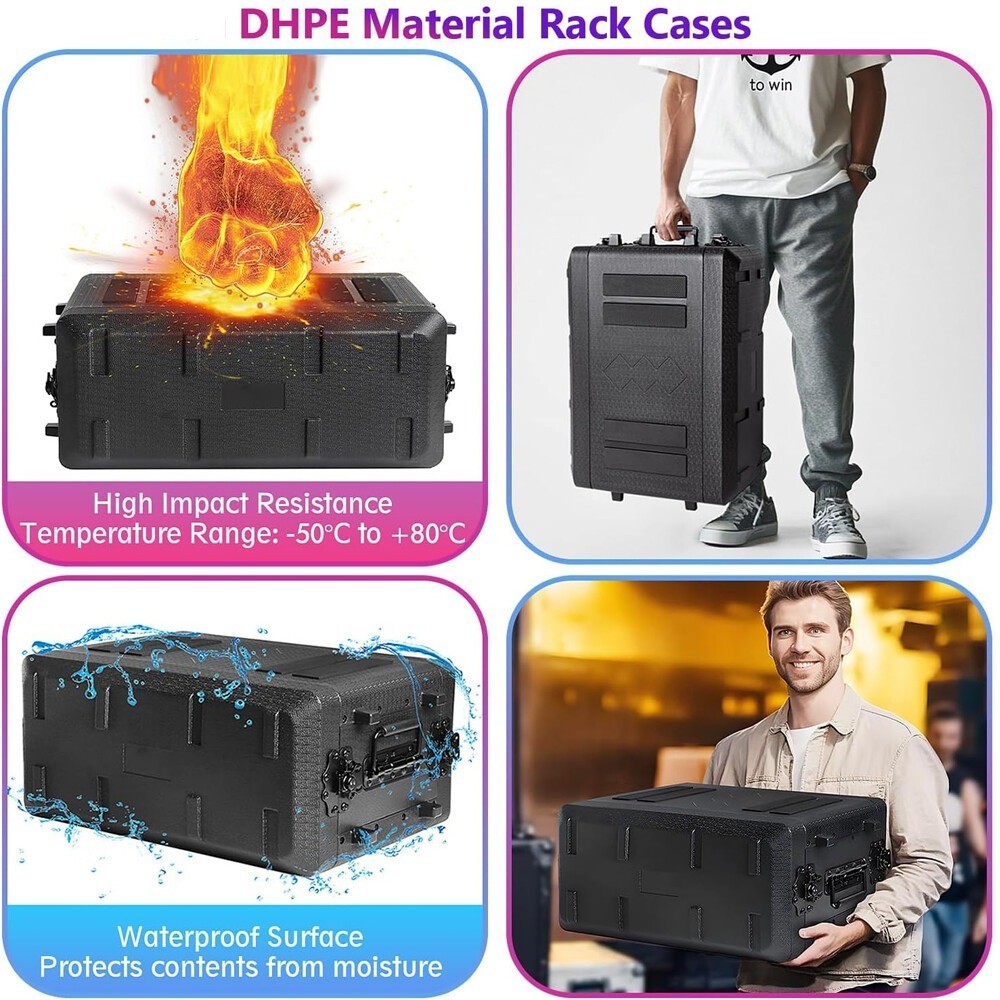 2/4/6 Space Compact HDPE Rack Case – 2U 4U 6U PA DJ Shallow Rack Case For Audio