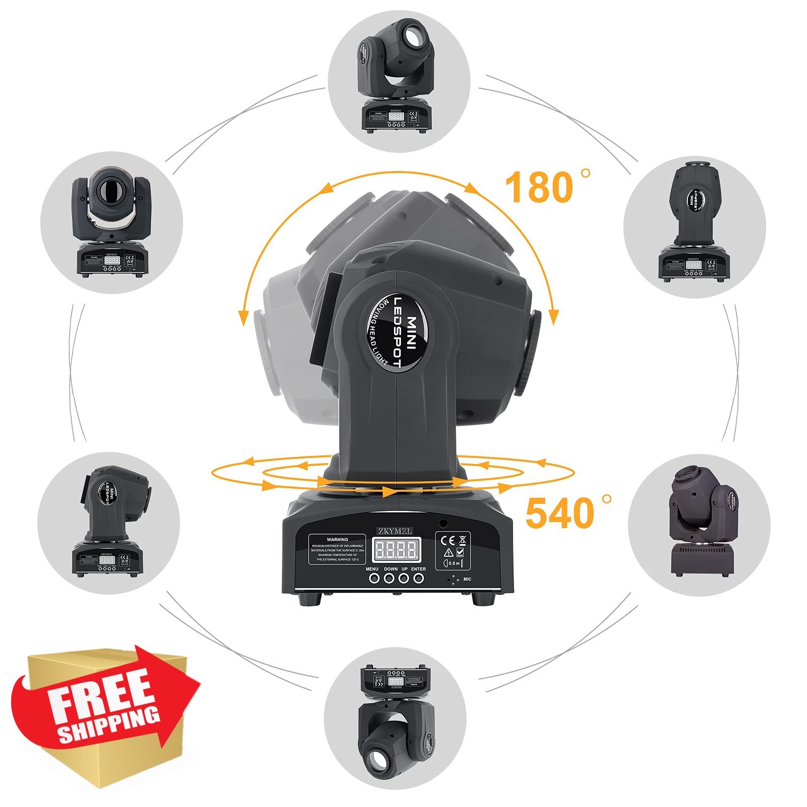 ZKYMZL 60W LED Moving Head DJ Stage Light 8 Gobos 8 Colors DMX