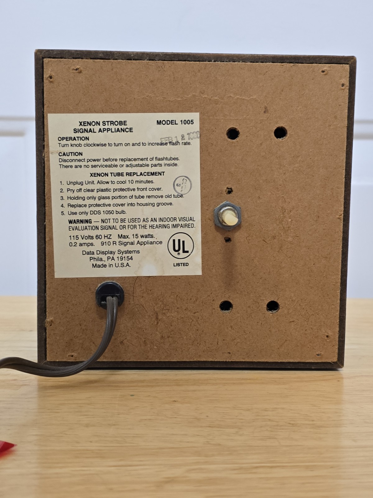 Data Display Systems Xenon Strobe Effect Light Model 1005 Manual Control 2 Gels