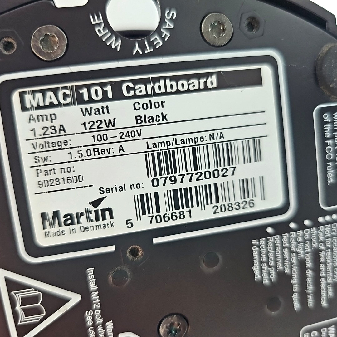Martin MAC 101 Cardboard LED Moving Head Wash Light Untested UPDATED LISTING!