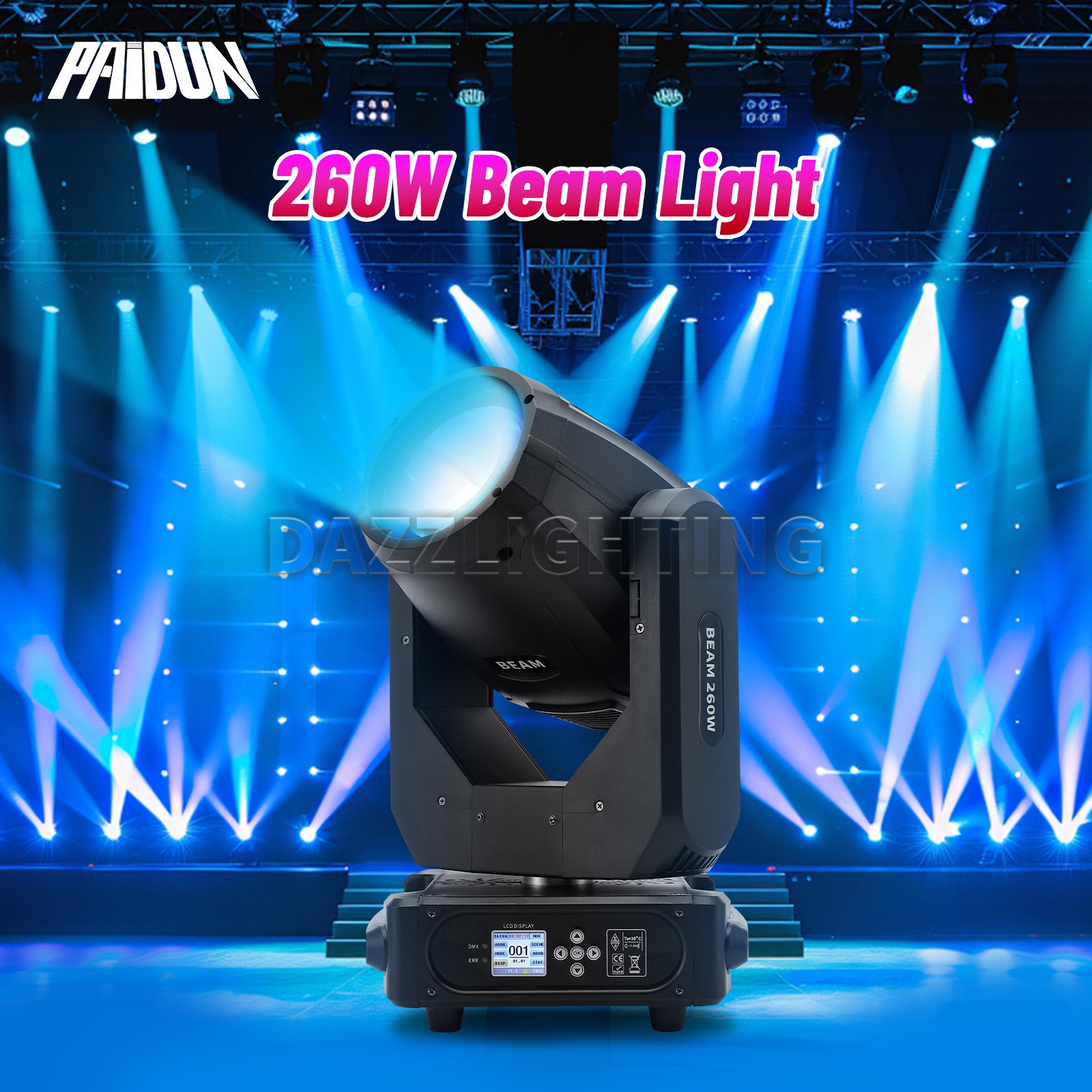 PAIDUN 260W 10R LED Beam Moving Head Spot Light Double Prism Disco Bar DJ Party