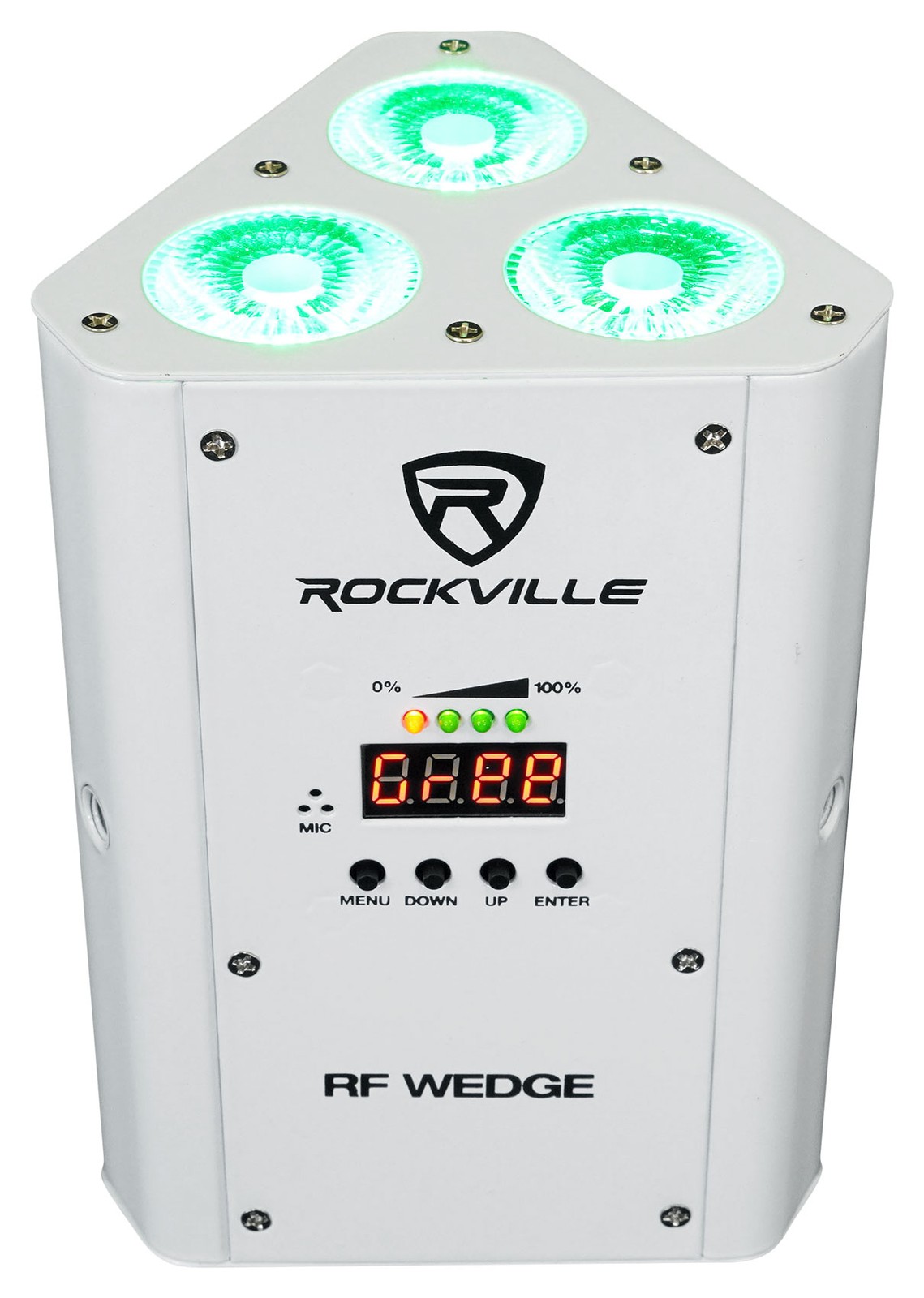 (8) Rockville RF WEDGE WHITE RGBWA+UV Wireless DMX Up Lights+384 Ch. Controller