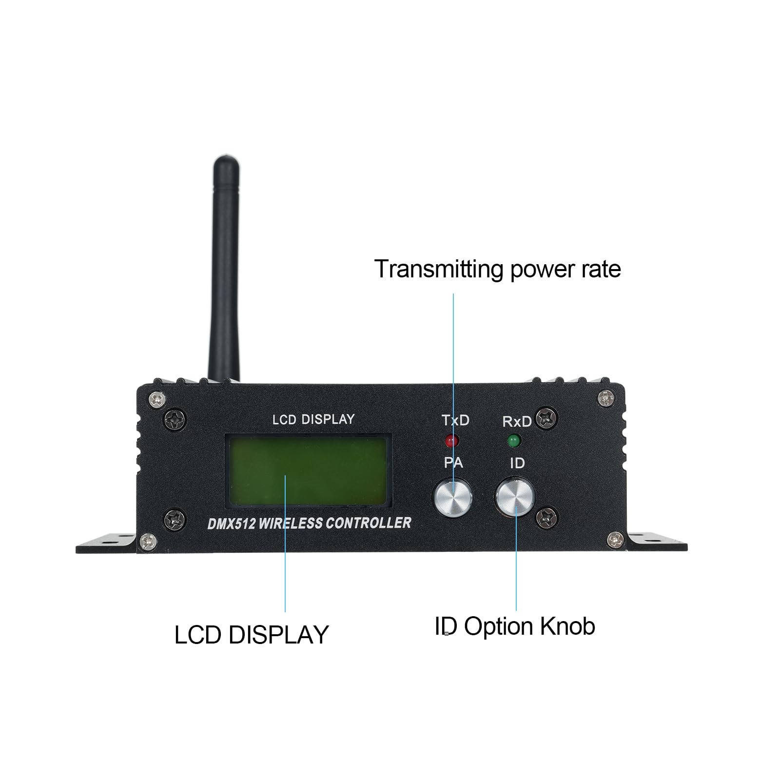 DMX512 2.4G Wireless Controller Transmitter Receiver LCD Display Power Adjust…