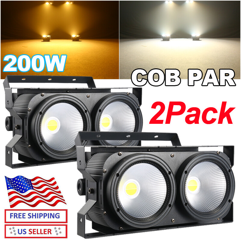 2Pack 200W COB LED Par Light DMX Stage DJ Audience Blinder Light Warm Cool White