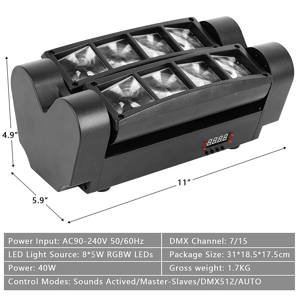 180W 8 LED Spider Moving Head Beam Stage Lighting RGBW DMX Disco Party DJ Lights