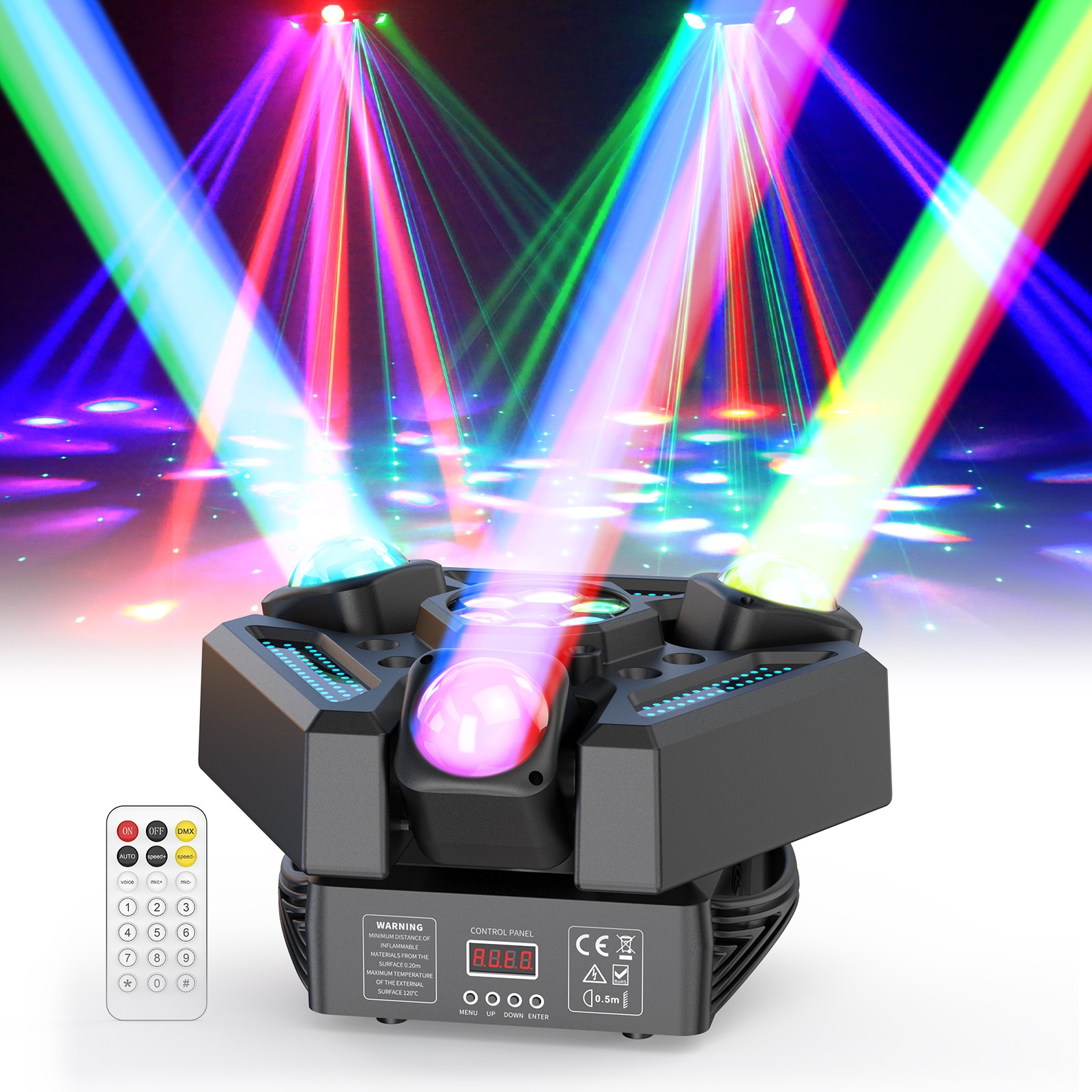 220W 3-Arms Laser Moving Head Light RGBW Stage Lighting LED Beam DMX512 Disco DJ