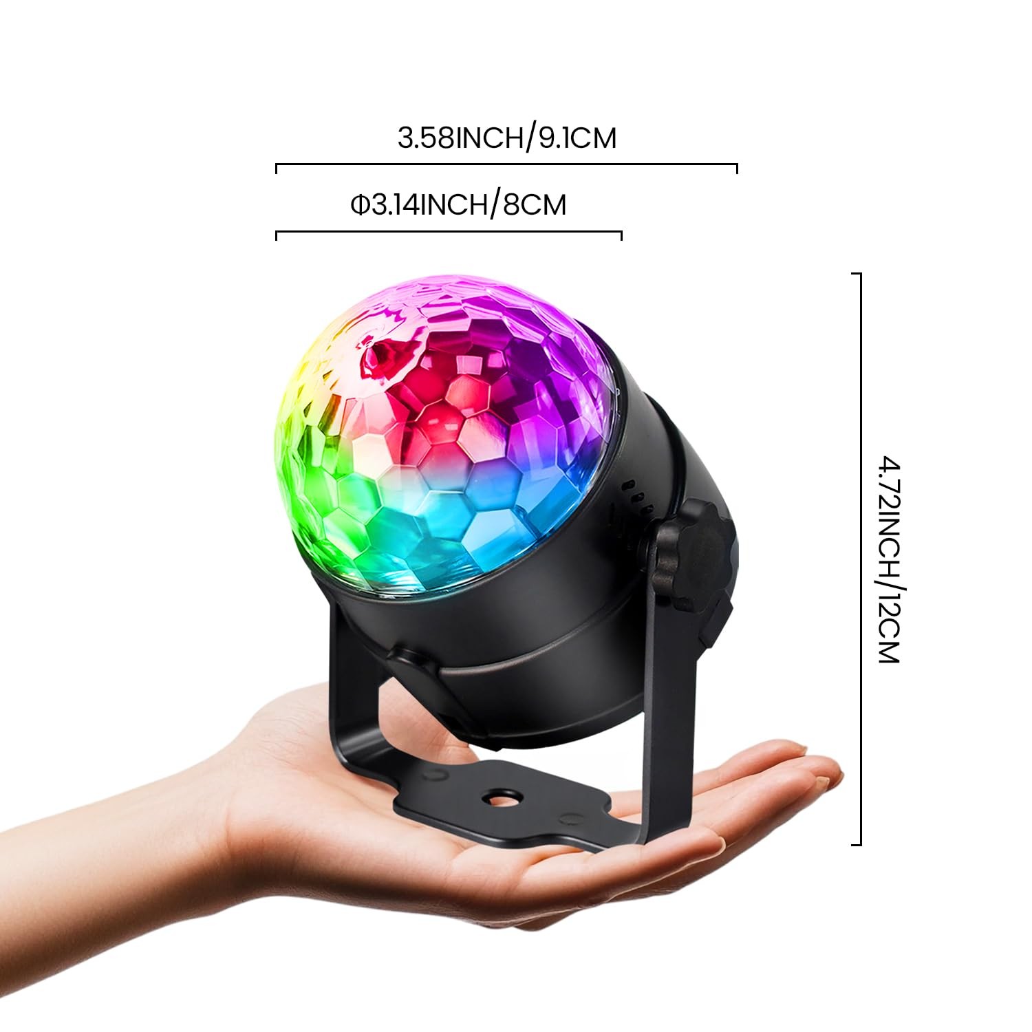 3 Pack Disco Ball DJ Party Lights Sound Activated 7 Modes Remote Control