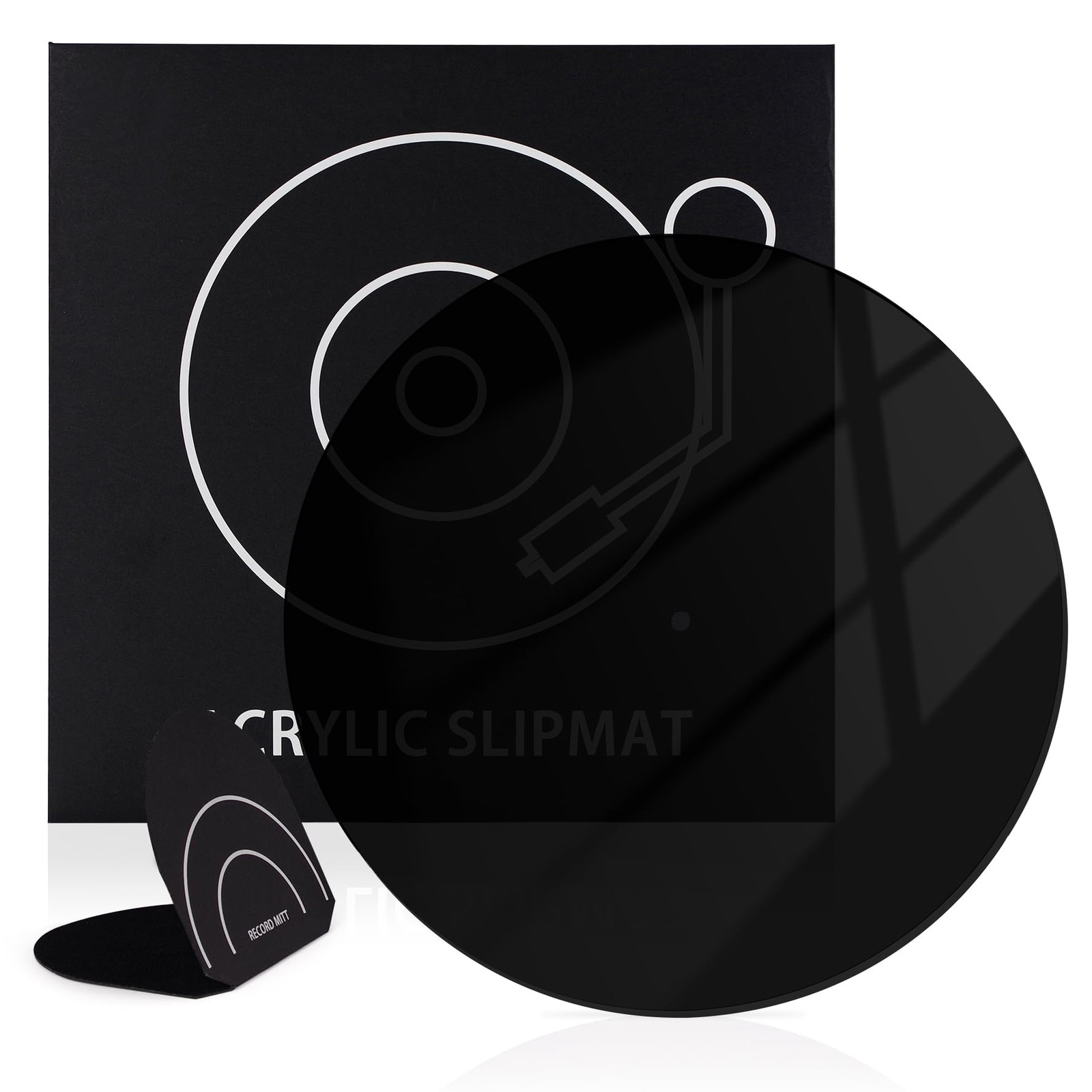 12 Inch 3mm Acrylic Anti-Static Turntable Platter Mat + Record Mitt Set – Vin…