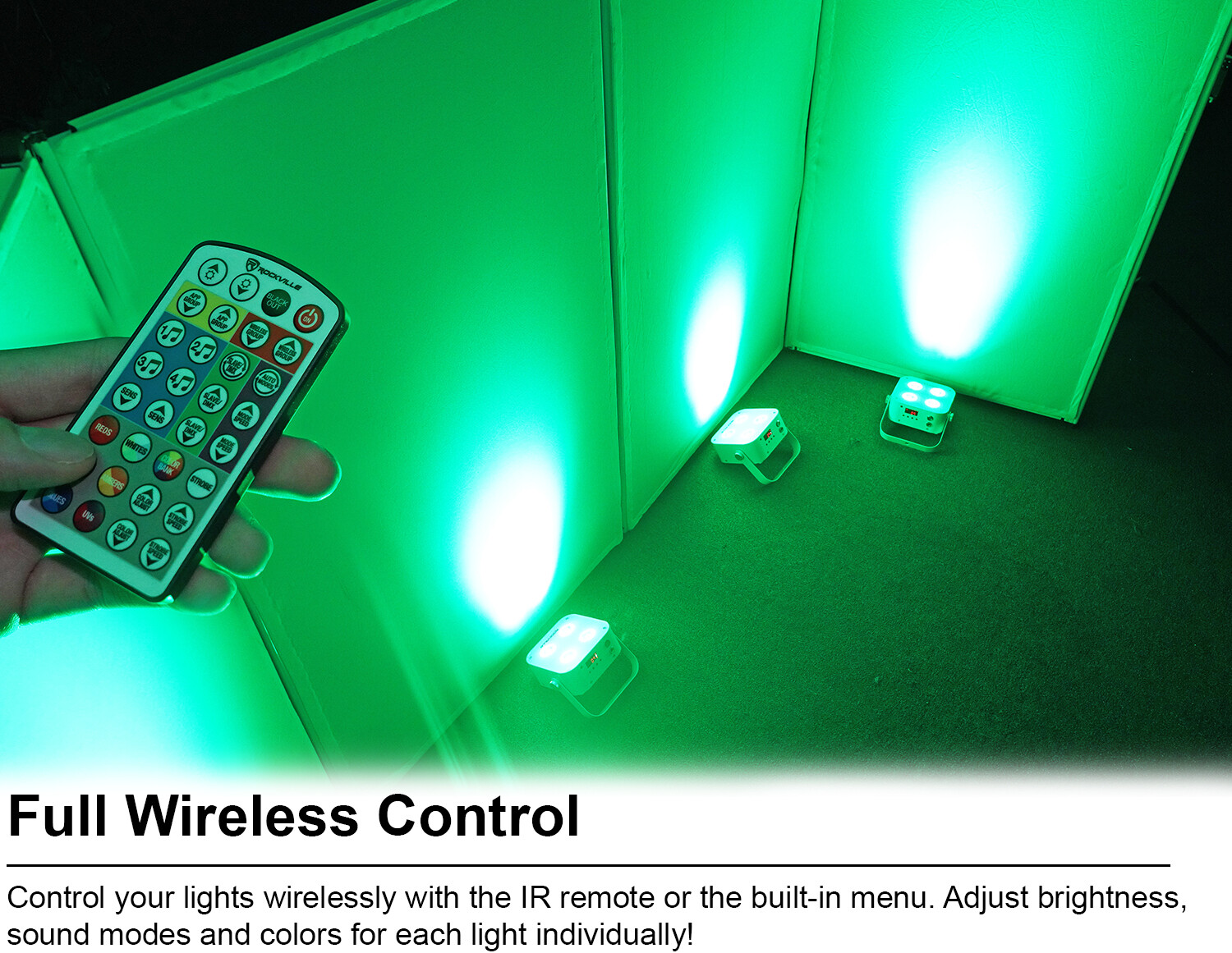 Rockville MINI IR4 White RGBWA+UV DJ/Party Par Wash Up Light+Wireless DMX+App